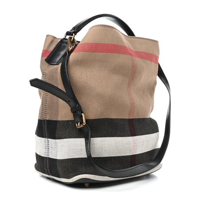 Burberry Canvas Mega Check Medium Ashby Hobo Black 3 of 9