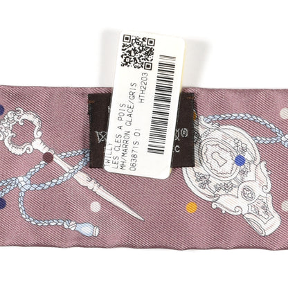 Hermes Silk Les Cles A Pois Twilly Marron Glace Gris 4 of 4