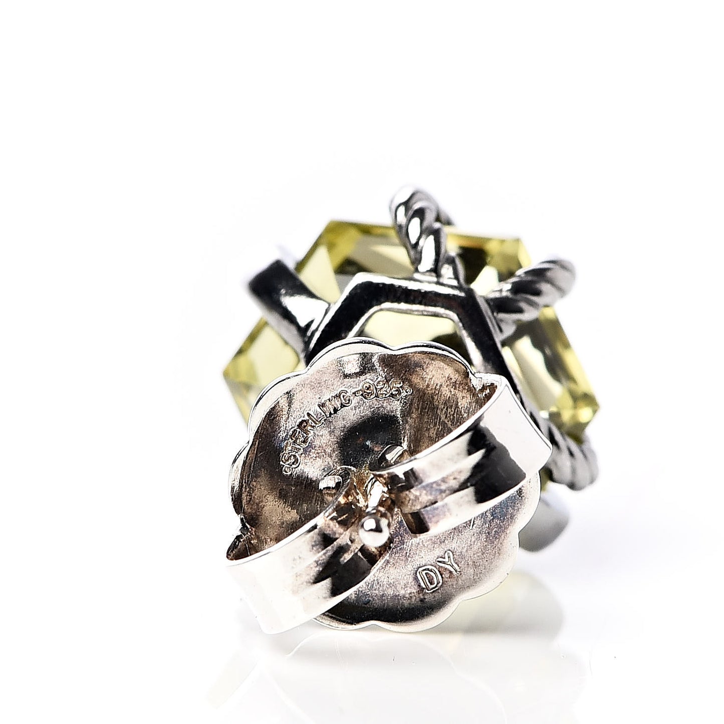 Sterling Silver Lemon Citrine Diamond 10mm Cable Wrap Earrings