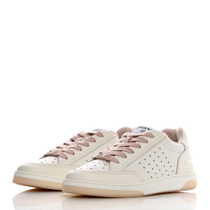 Chanel Grained Calfskin Fabric Womens Logo Sneakers 35.5 White Light Pink 3 of 13