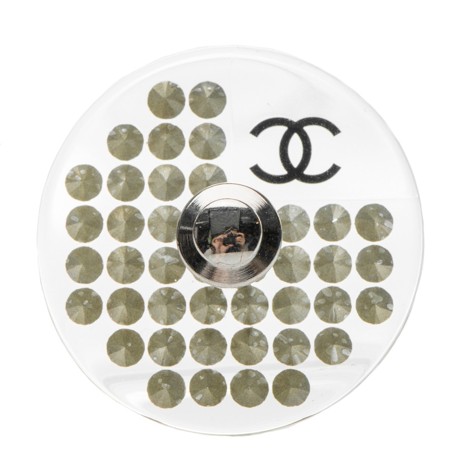 Chanel Resin Crystal CC Brooch Transparent 3 of 4