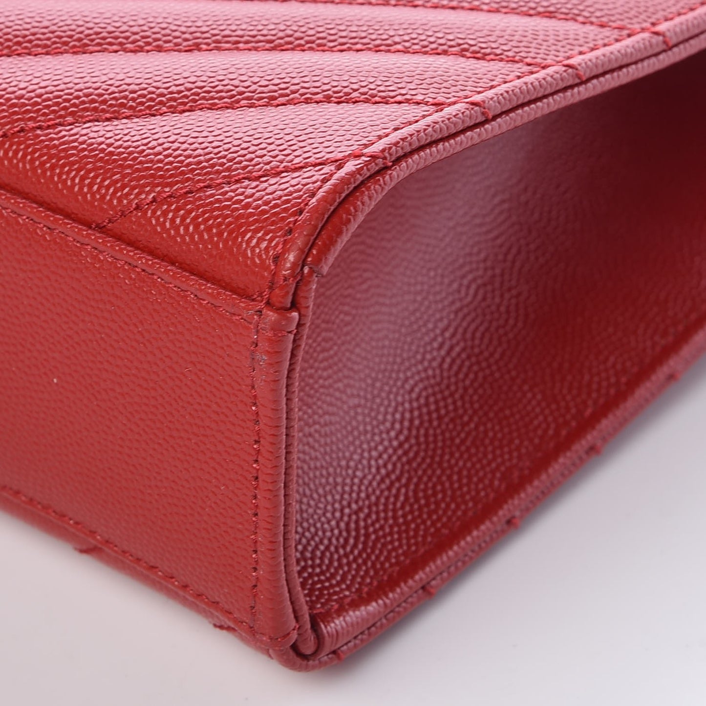 Grain De Poudre Matelasse Chevron Large Monogram Satchel Lipstick Red