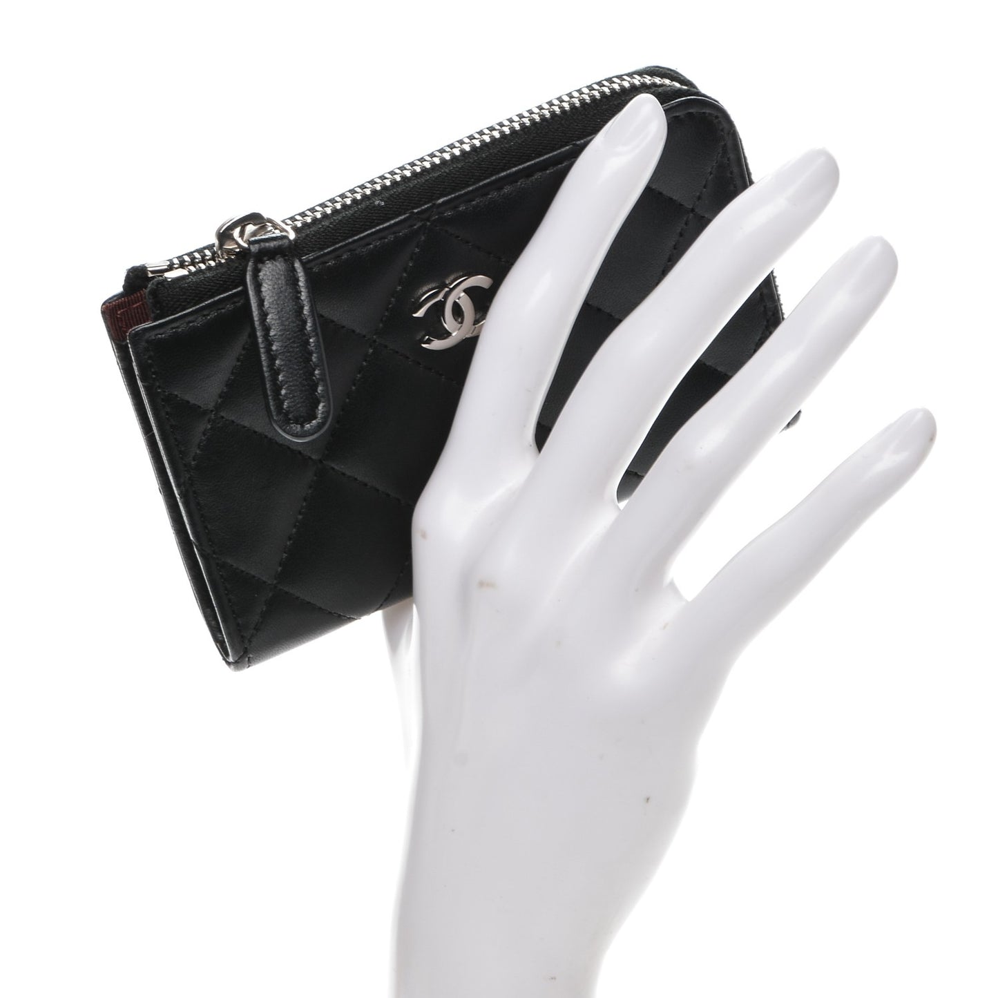 Lambskin Quilted Key Holder Case Black