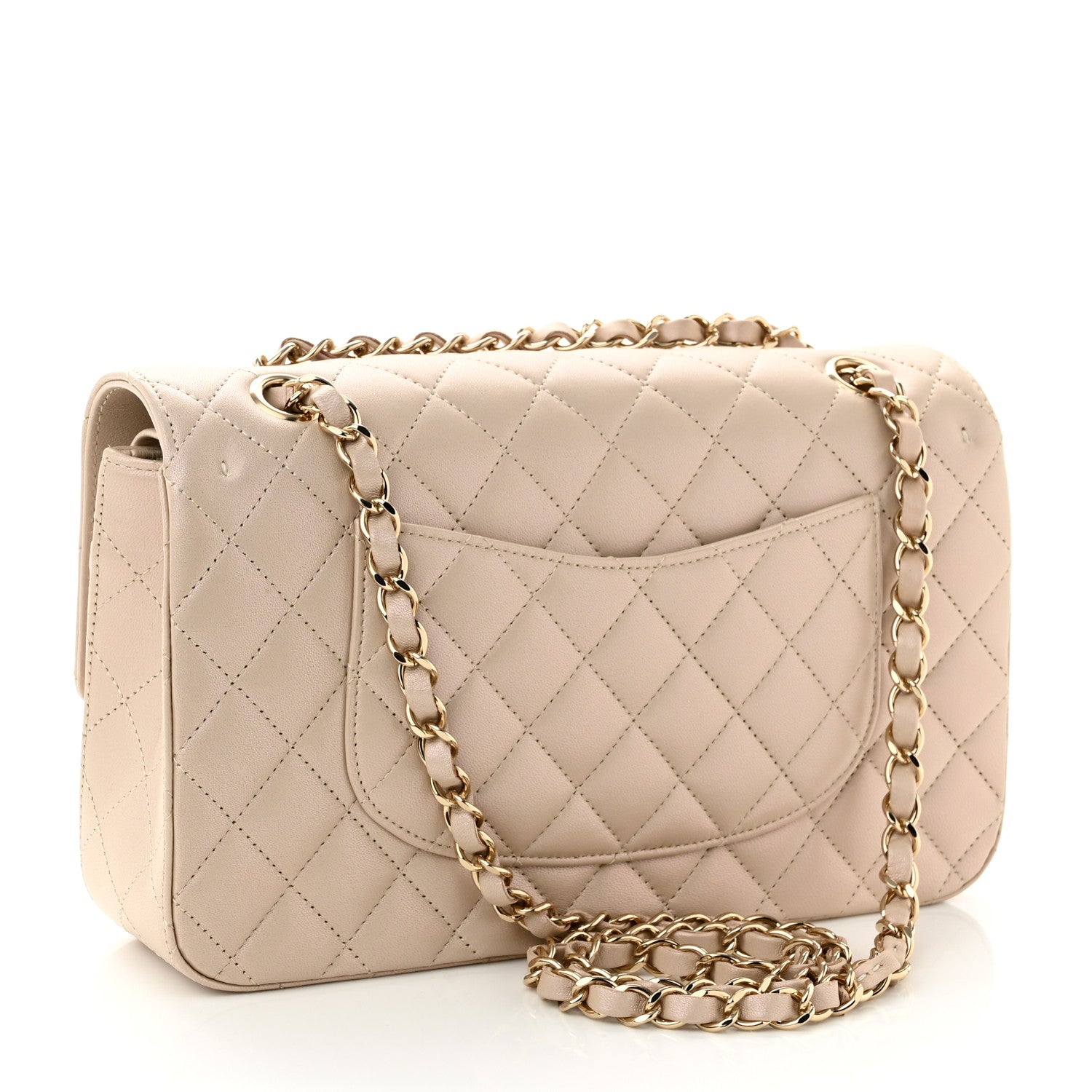 Chanel Iridescent Lambskin Quilted Medium Double Flap Light Beige 3 of 10