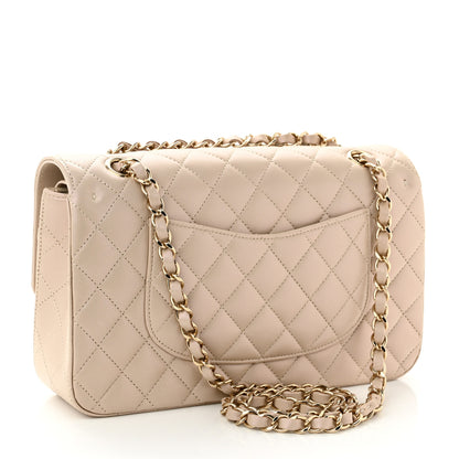 Chanel Iridescent Lambskin Quilted Medium Double Flap Light Beige 3 of 10