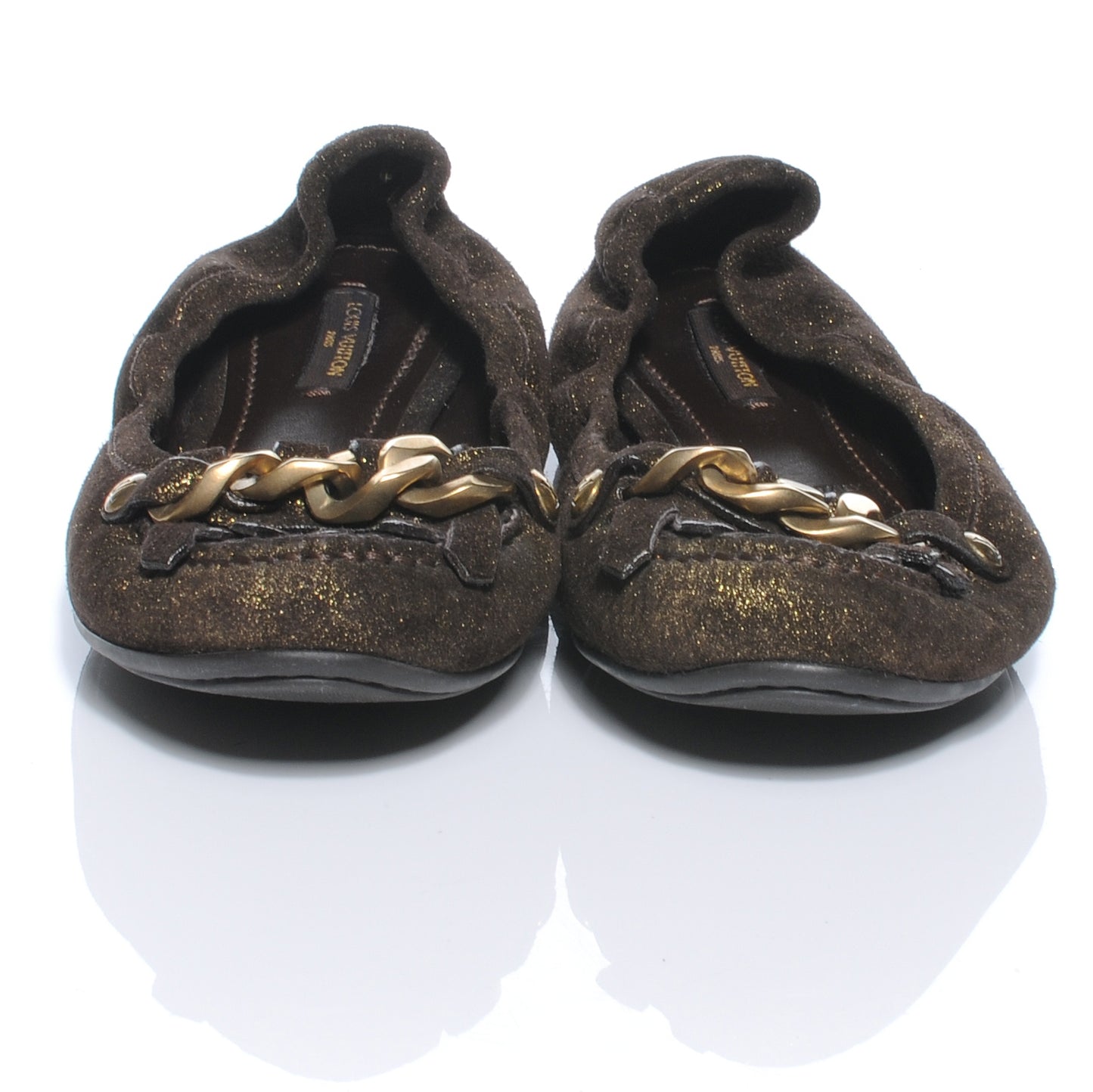 Suede Shimmer Whisper Flats 38 Brown