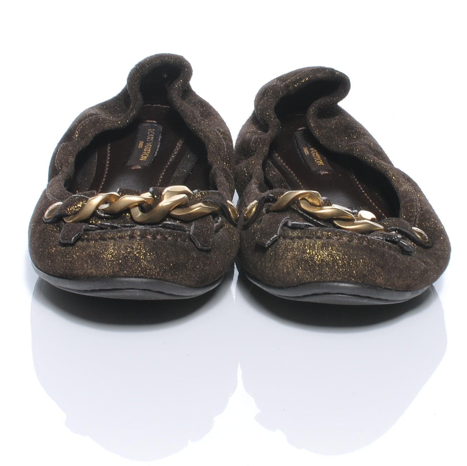 Louis Vuitton Suede Shimmer Whisper Flats 38 Brown 3 of 7