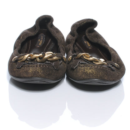 Louis Vuitton Suede Shimmer Whisper Flats 38 Brown 3 of 7