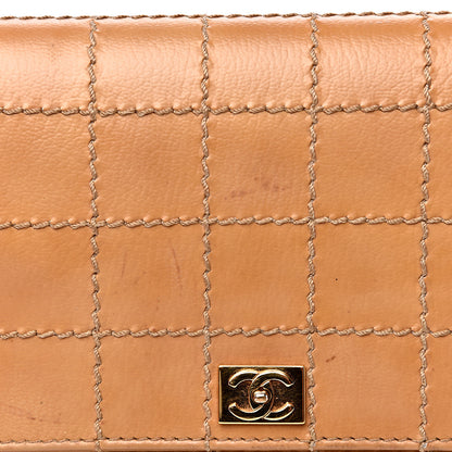 Chanel Calfskin Stitched Square Quilted Wallet On Chain WOC Beige 14 of 17