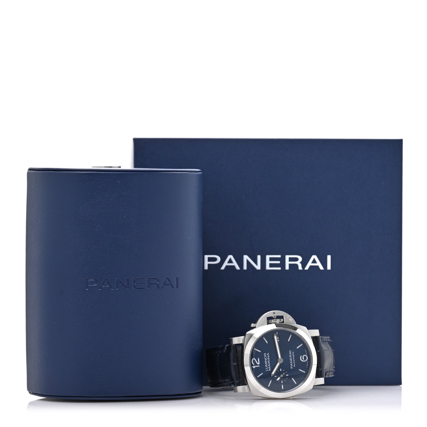 Stainless Steel Alligator 40mm Luminor Quaranta Automatic Watch Blue PAM01370 Blue