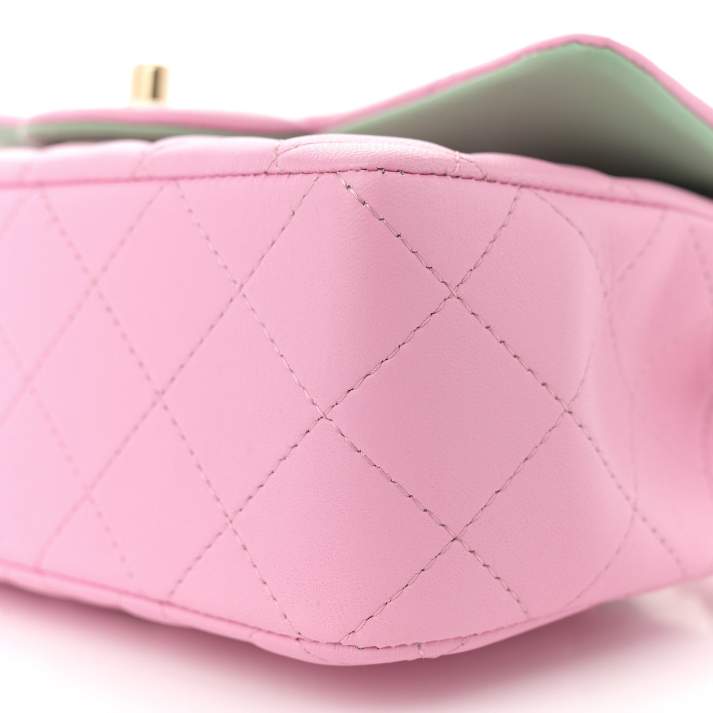 Lambskin Quilted Mini Top Handle Rectangular Flap Pink Green