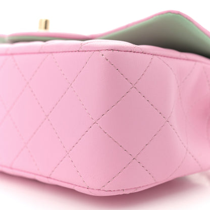 Chanel Lambskin Quilted Mini Top Handle Rectangular Flap Pink Green 10 of 10