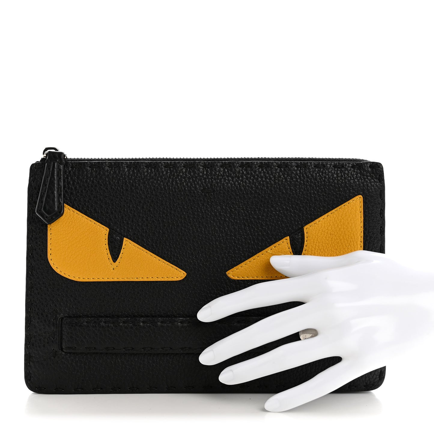 Cuoio Romano Selleria Monster Eyes Inlay Slim Clutch Black Sunflower