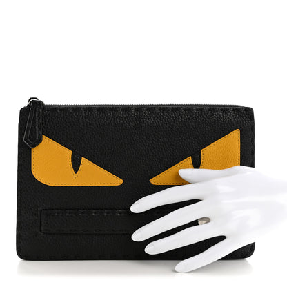Fendi Cuoio Romano Selleria Monster Eyes Inlay Slim Clutch Black Sunflower 2 of 8