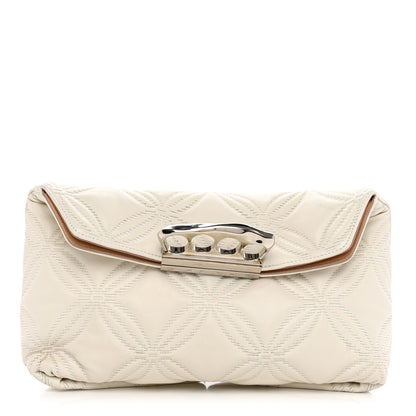 Alexander McQueen Nappa Quilted Skull Four Ring Clutch White 1 of 8