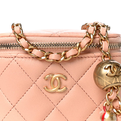Chanel Lambskin Quilted Pearl Crush Mini Vanity Case With Chain Light Beige 7 of 10