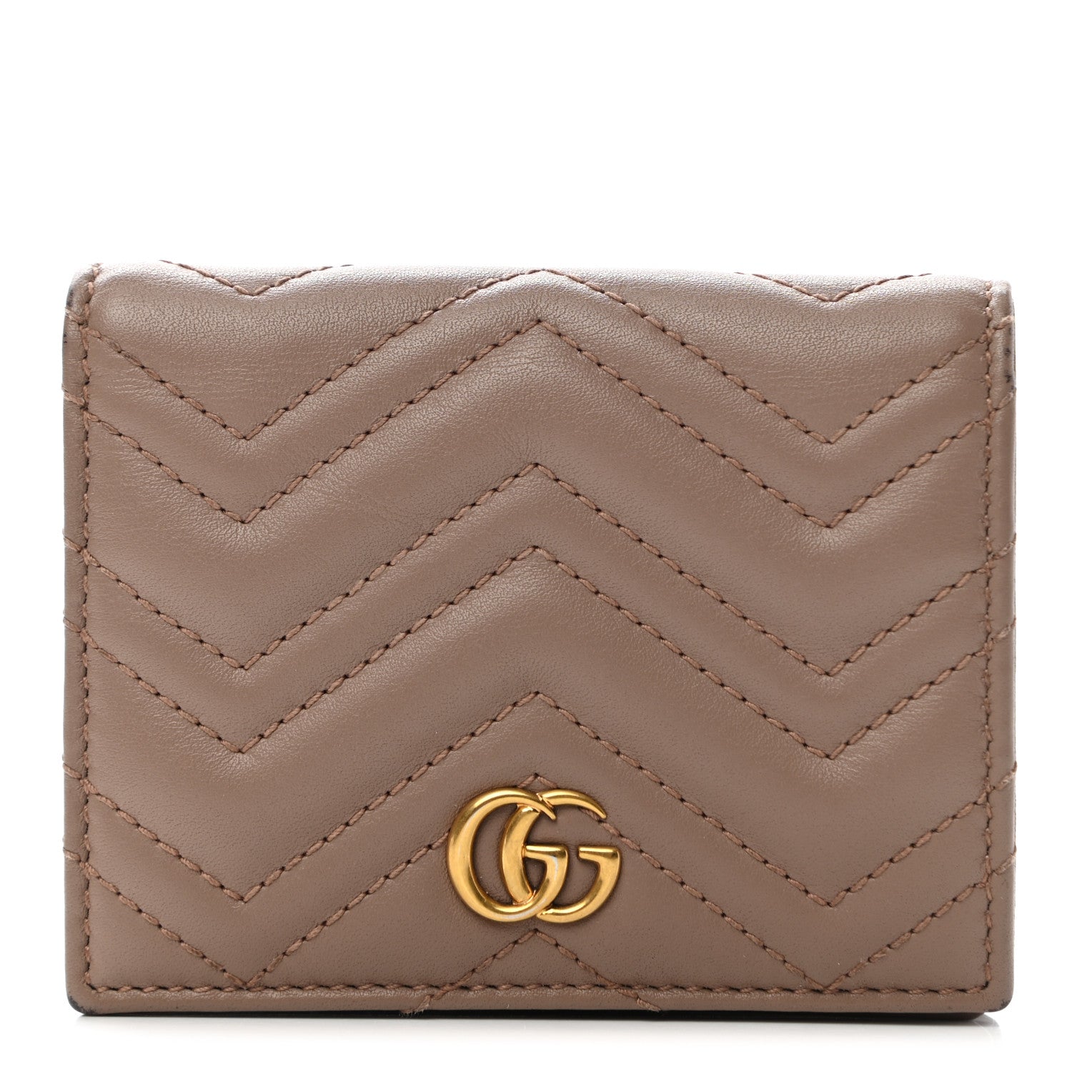 Gucci Calfskin Matelasse GG Marmont Card Case Porcelain Rose 1 of 7