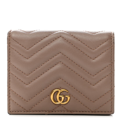 Gucci Calfskin Matelasse GG Marmont Card Case Porcelain Rose 1 of 7