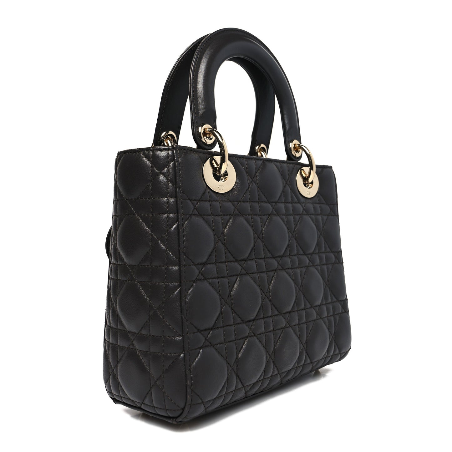 Lambskin Cannage Small Lucky Badges My Lady Dior Dark Grey