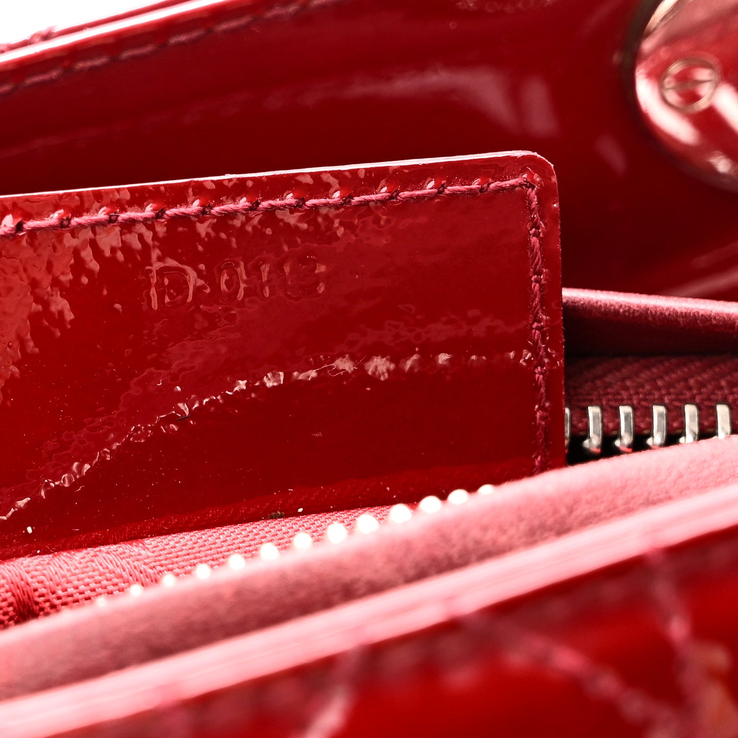 Patent Cannage Medium Lady Dior Red