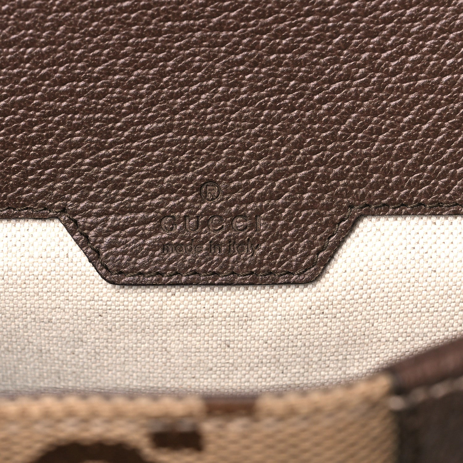 Gucci Monogram Jumbo GG Textured Dollar Calfskin Web Double Buckle Backpack Camel Ebony New Acero 8 of 12