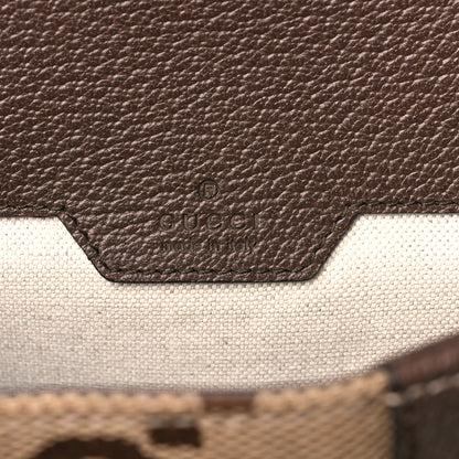 Gucci Monogram Jumbo GG Textured Dollar Calfskin Web Double Buckle Backpack Camel Ebony New Acero 8 of 12
