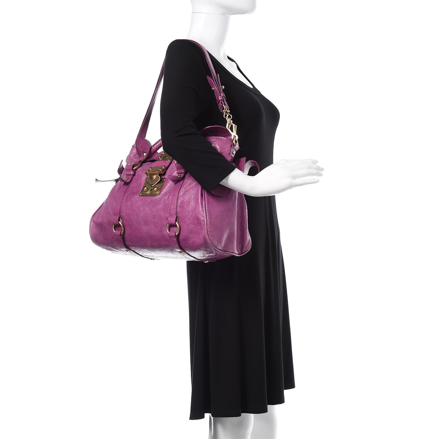Miu Miu Vitello Lux Medium Bow Bag Fuchsia 2 of 16