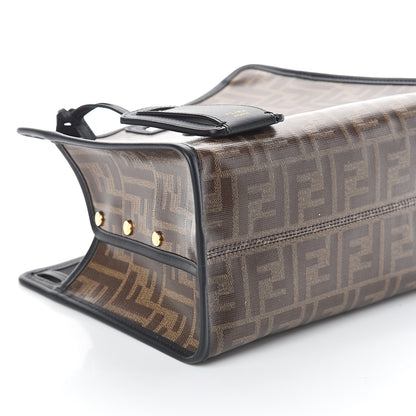 Fendi Glazed Fabric Vitello Century FF 1974 Stamp Patch Mini Peekaboo Defender Cover Mogano Panna Black 6 of 7