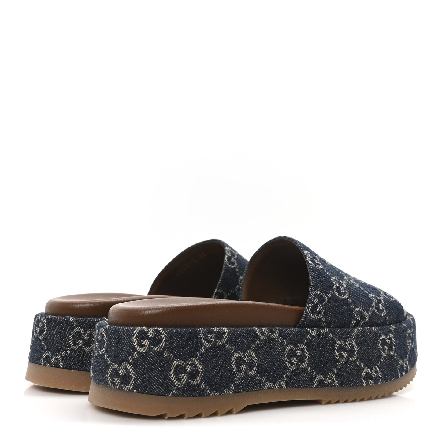 New Denim GG Monogram Angelina Platform 55mm Slide Sandals 36 Blue Tea