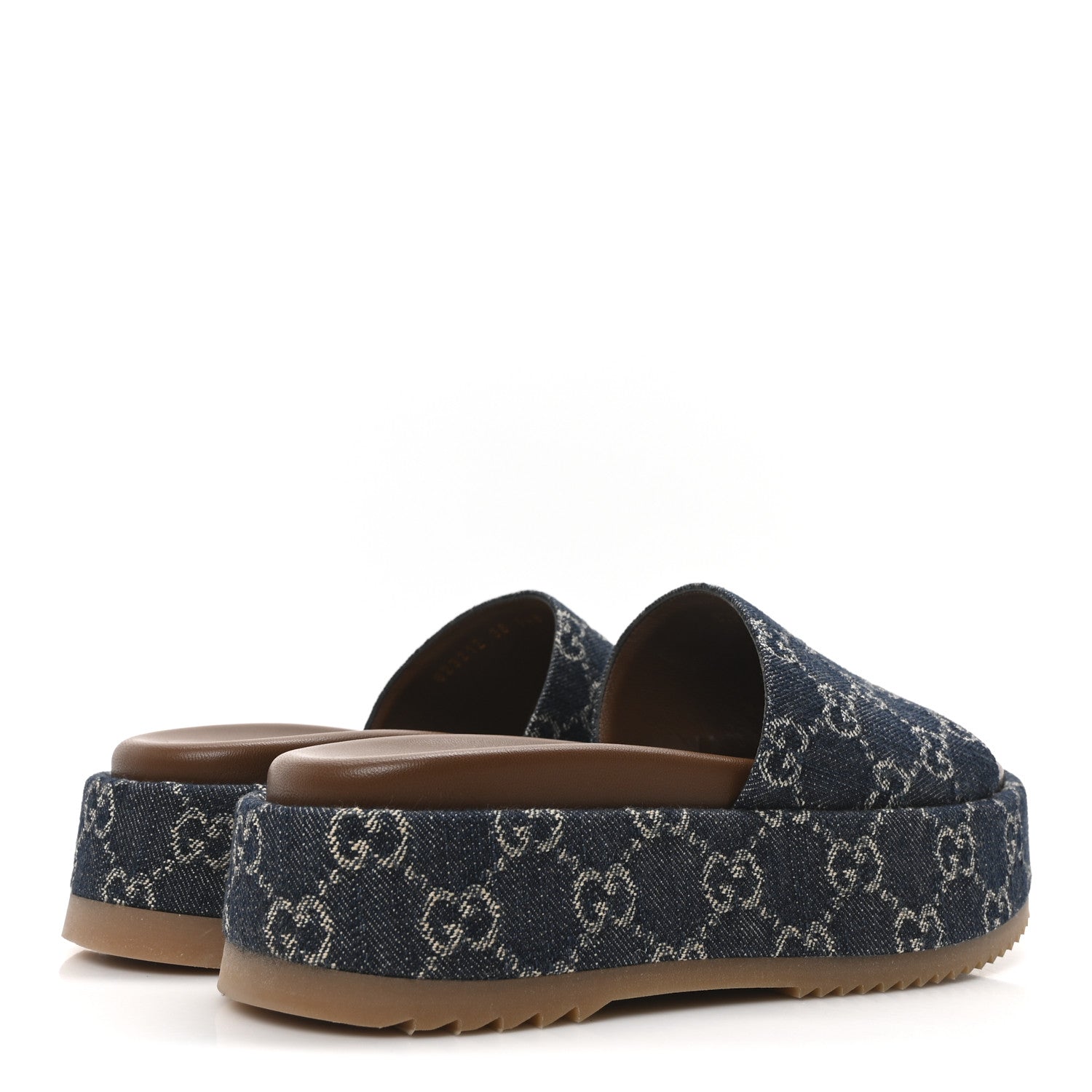 Gucci New Denim GG Monogram Angelina Platform 55mm Slide Sandals 36 Blue Tea 5 of 9