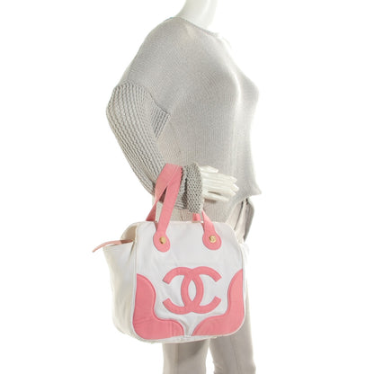 Chanel Canvas CC Handbag White Pink 2 of 7