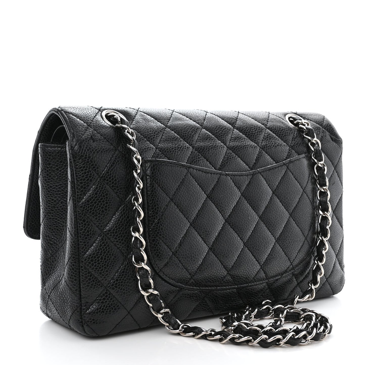 Caviar Quilted Medium Double Flap Black