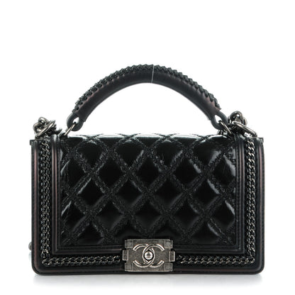 Chanel Calfskin Quilted Medium Boy Top Handle Flap Black 1 of 8