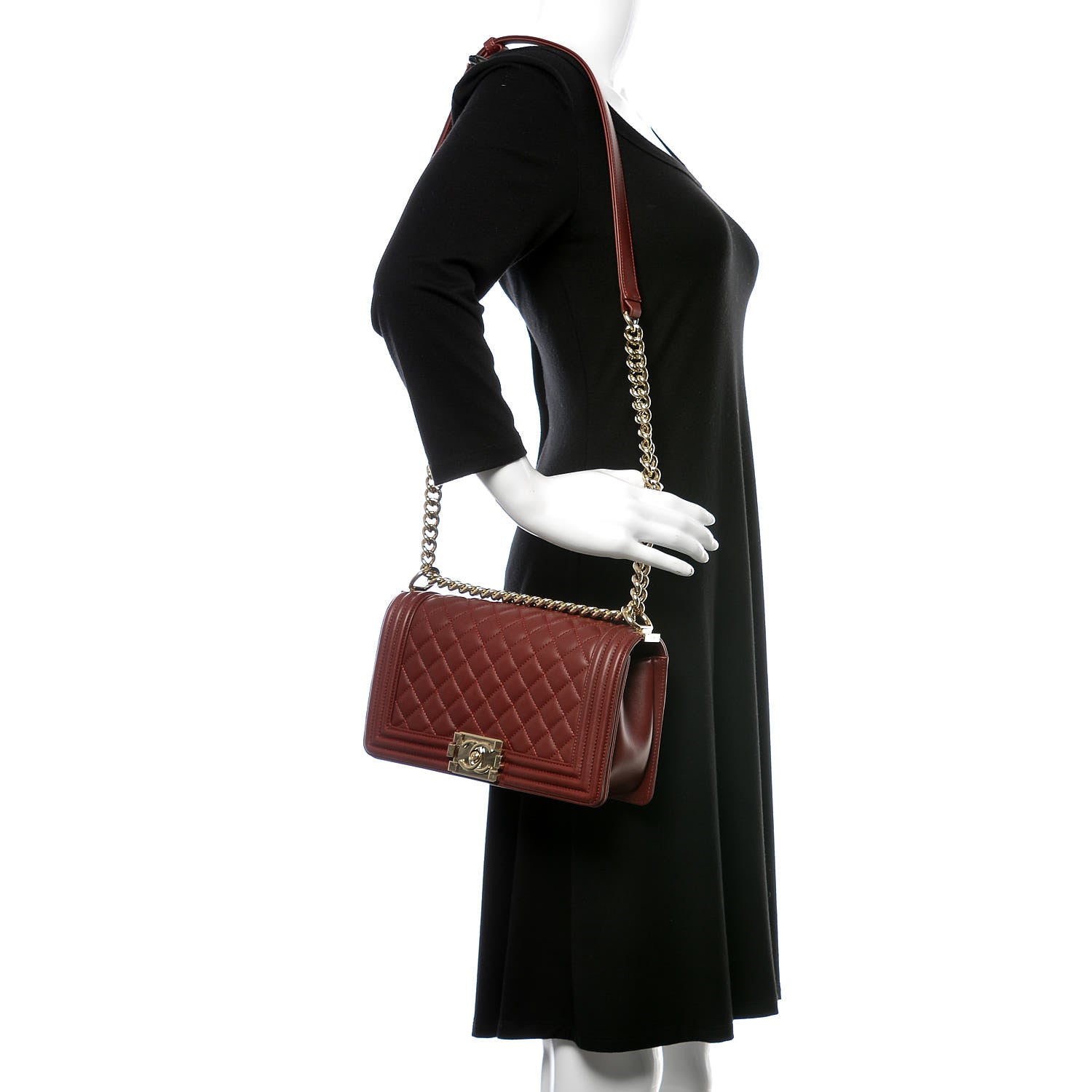 Chanel Lambskin Quilted Medium Boy Flap Burgundy 2 of 15