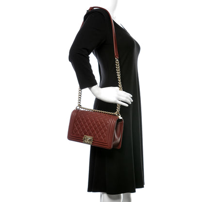Chanel Lambskin Quilted Medium Boy Flap Burgundy 2 of 15