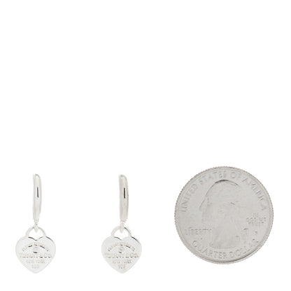 Tiffany Sterling Silver Diamond Mini Return To Tiffany Heart Hoop Earrings 2 of 5