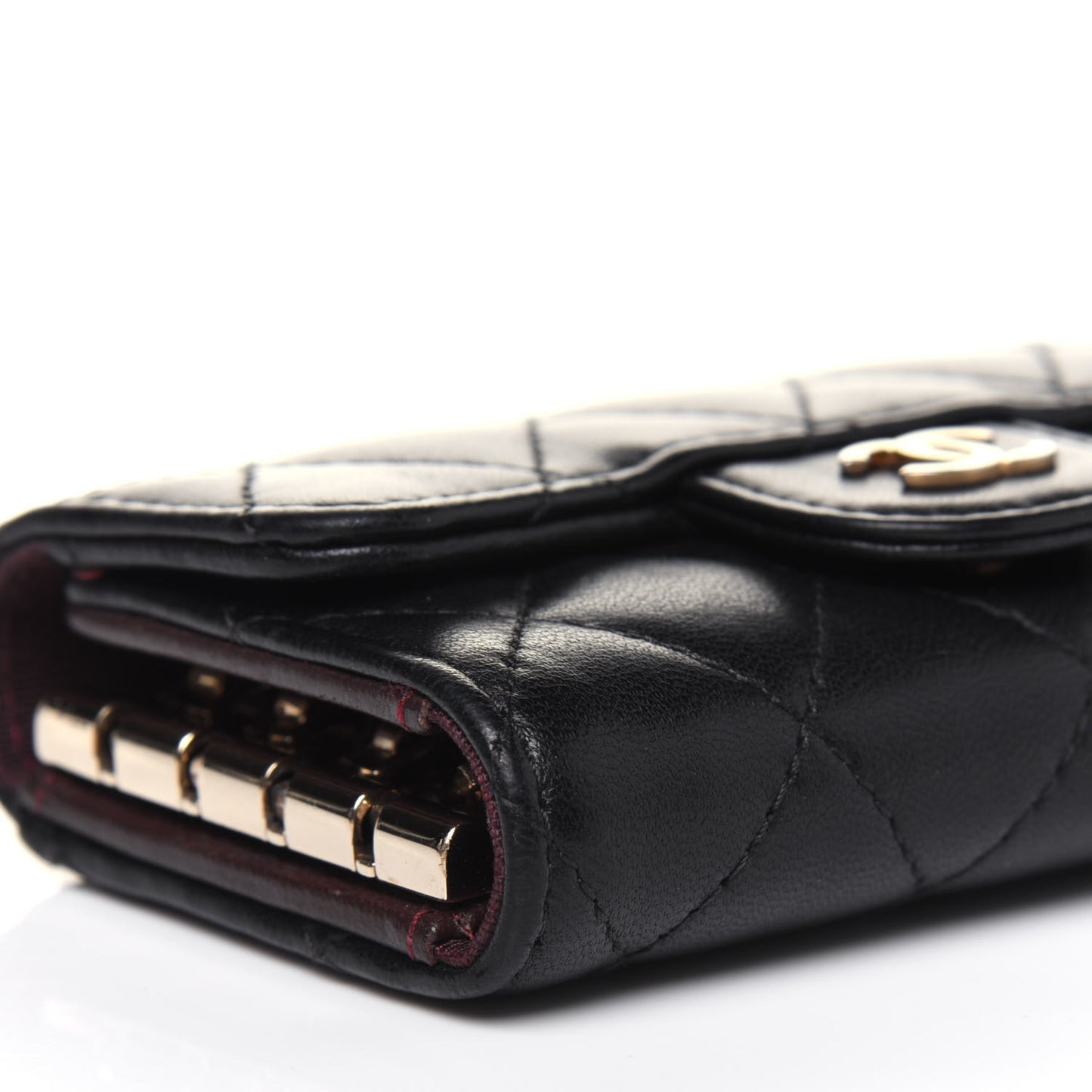 Lambskin Quilted 4 Key Holder Black