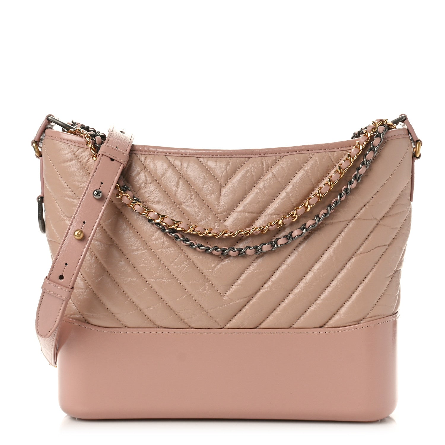 Chanel Aged Calfskin Chevron Quilted Medium Gabrielle Hobo Pink 1 of 9