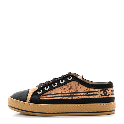 Chanel Cork Jetty Sneaker 38.5 Brown Black 1 of 13