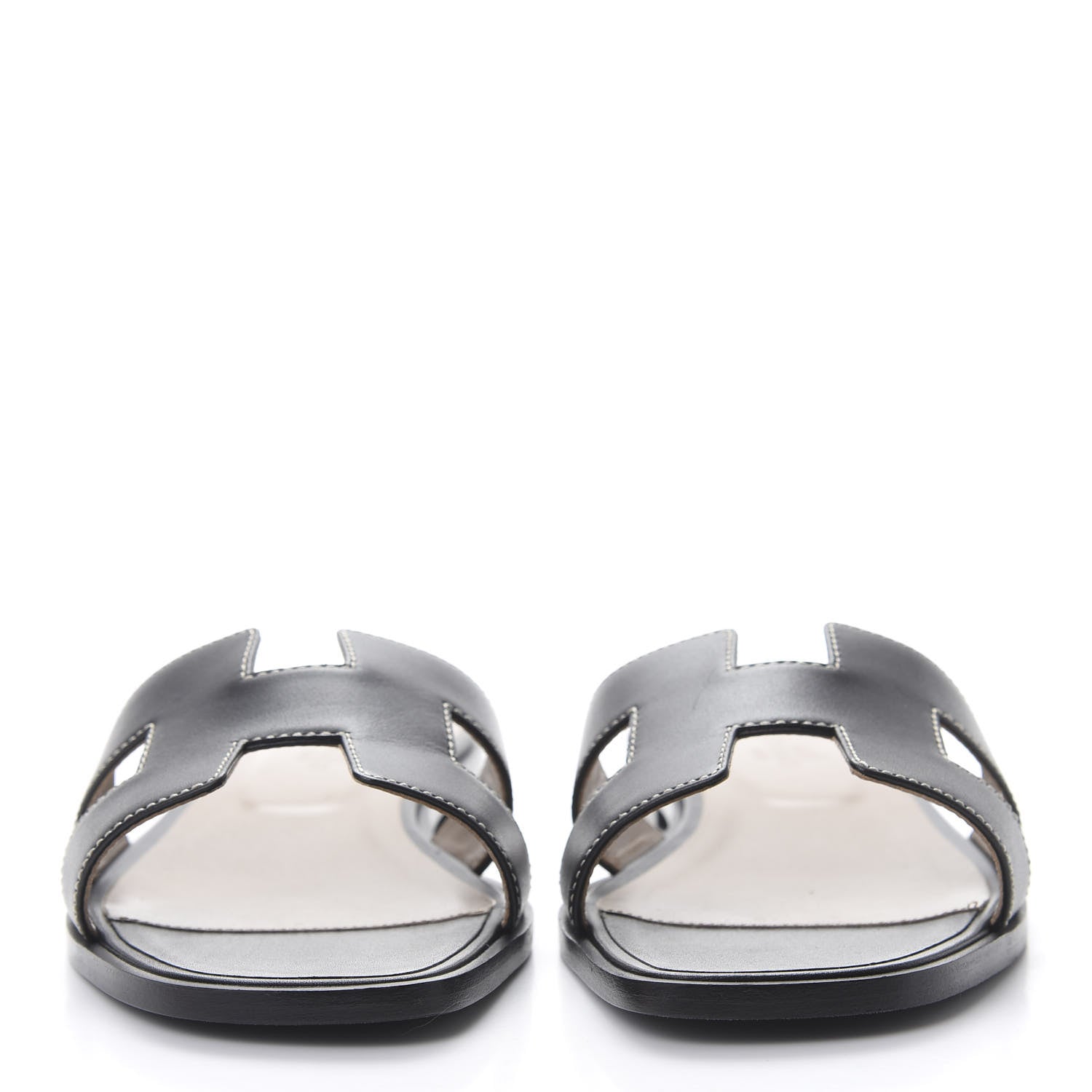 Hermes Box Calfskin Oran Sandals 40 Black 2 of 9