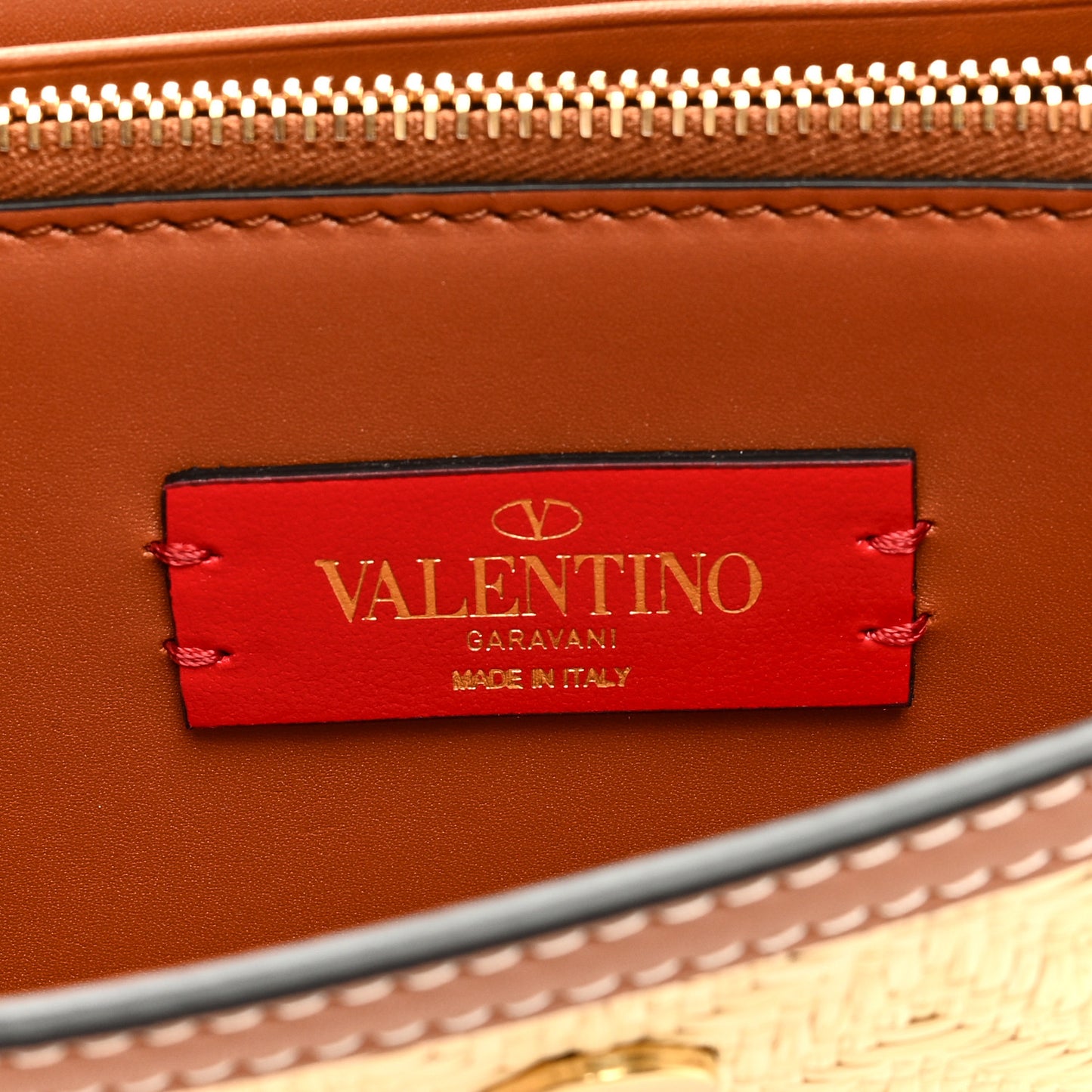 Raffia VLogo Wallet on Chain Naturale Saddle Brown