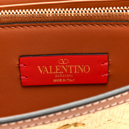 Valentino Garavani Raffia VLogo Wallet on Chain Naturale Saddle Brown 6 of 8