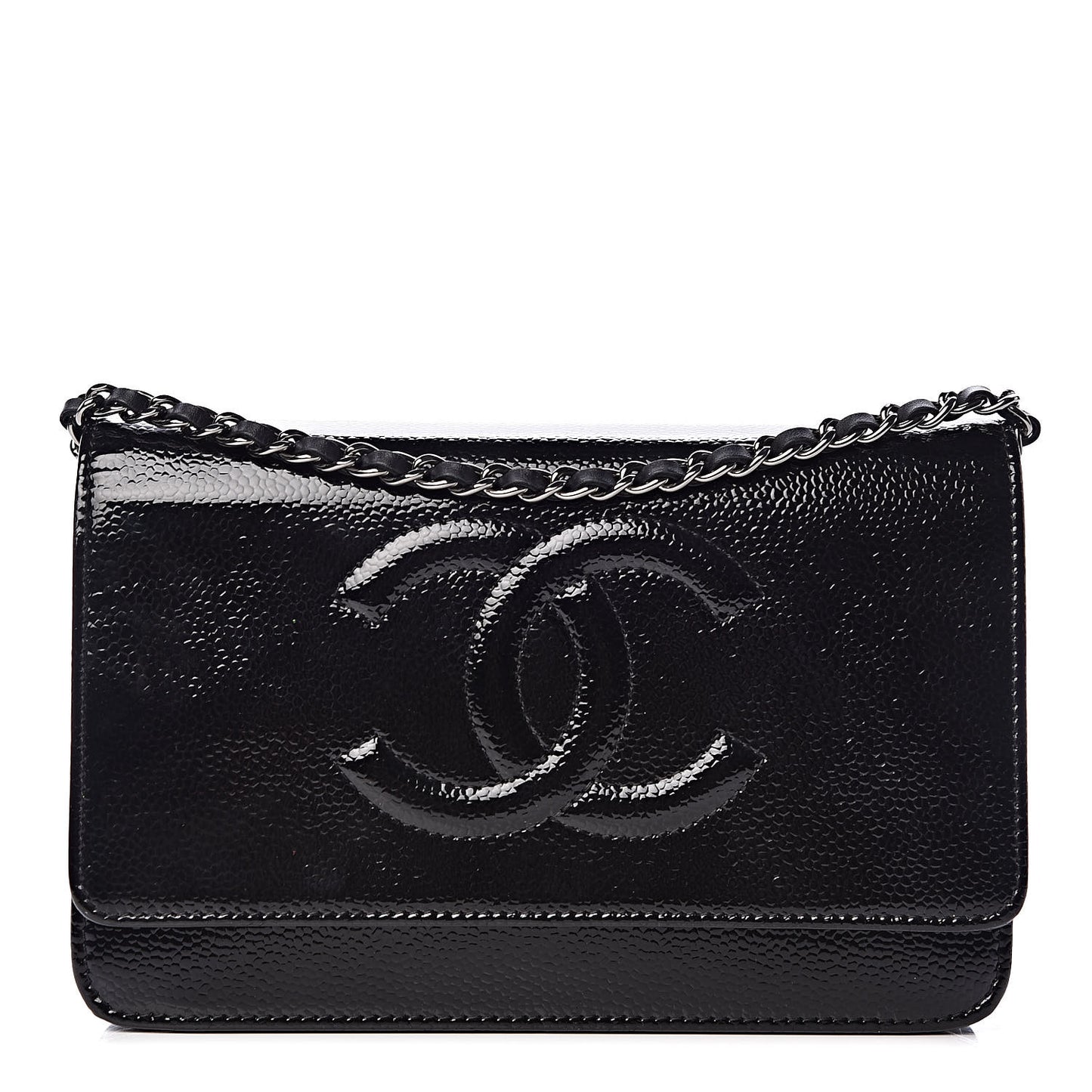 Patent Caviar Timeless CC Wallet on Chain WOC Black