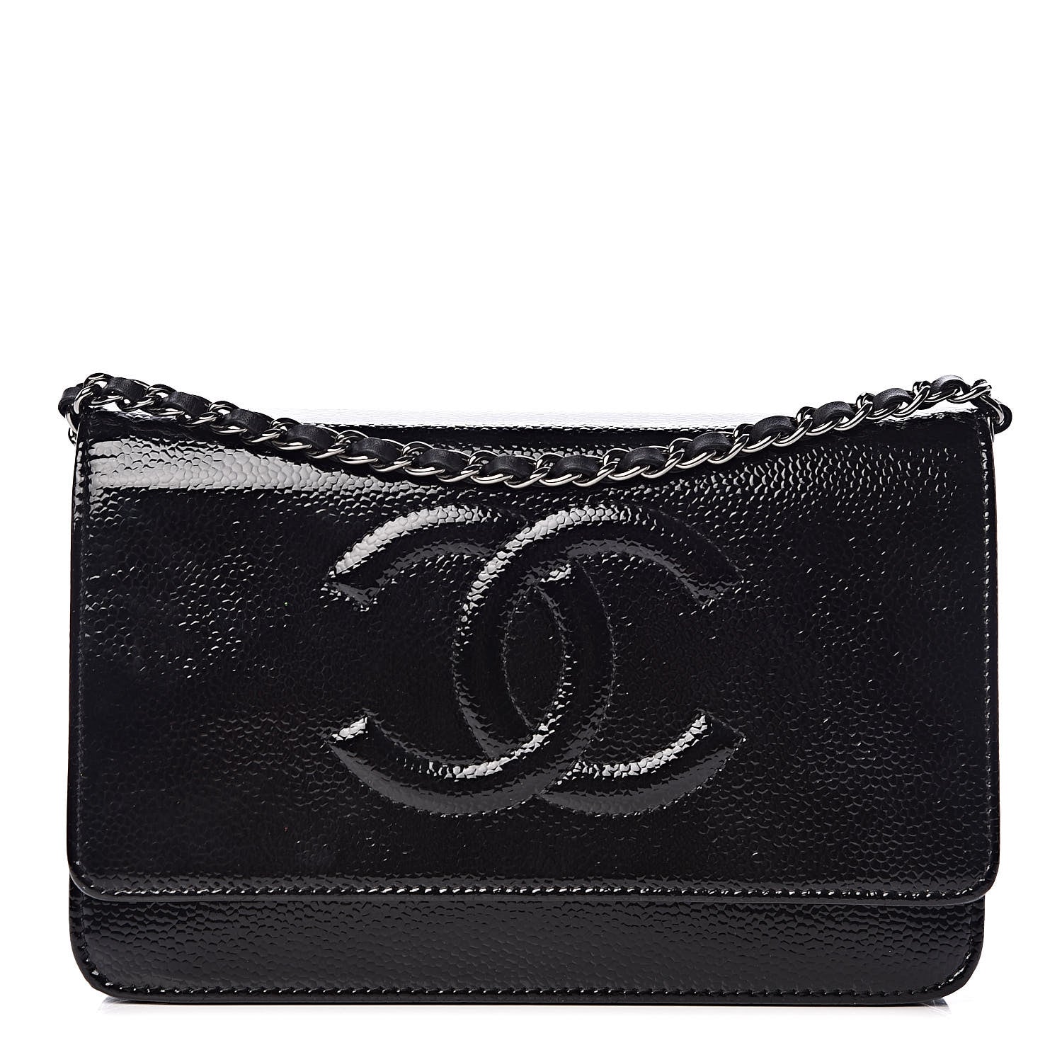 Chanel Patent Caviar Timeless CC Wallet on Chain WOC Black 1 of 13