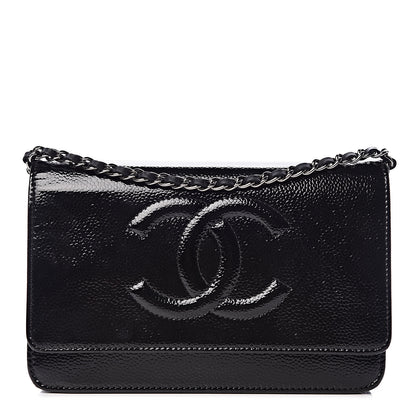 Chanel Patent Caviar Timeless CC Wallet on Chain WOC Black 1 of 13