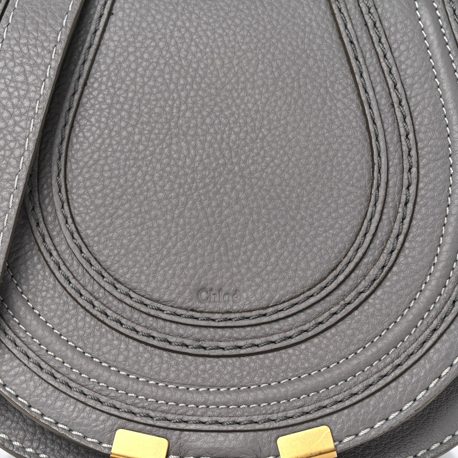 Chloe Grained Calfskin Small Marcie Saddle Bag Cashmere Grey 8 of 10