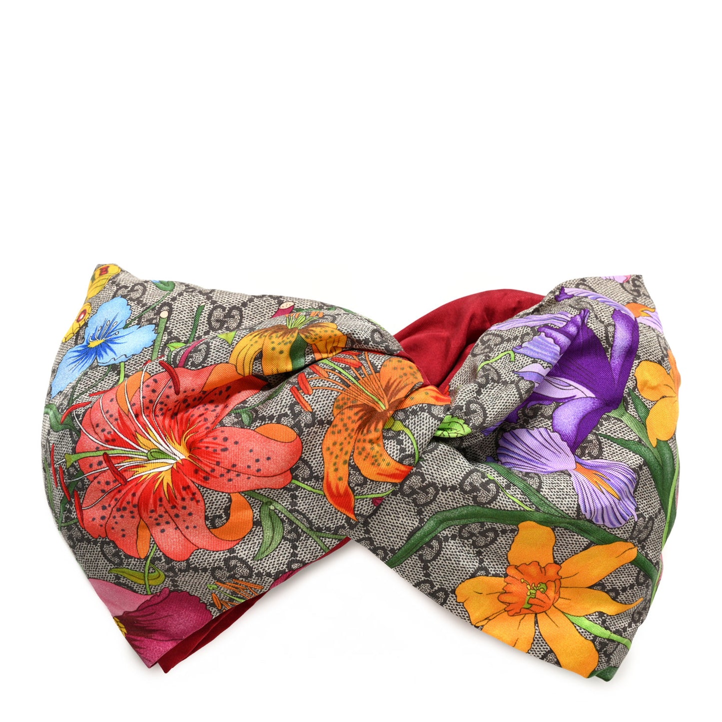 Silk Monogram Flora Print Headband M Red