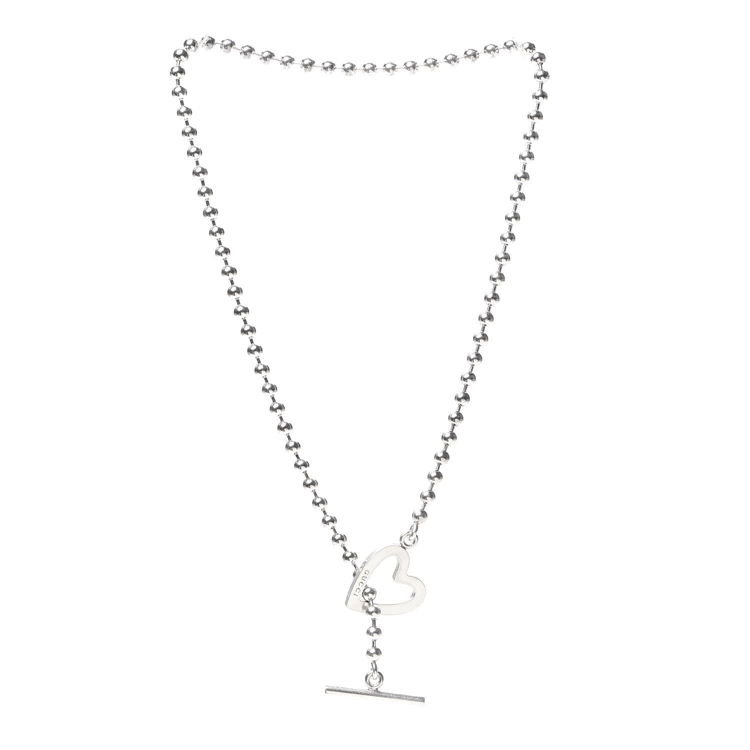 Gucci Sterling Silver Heart Toggle Necklace 3 of 5