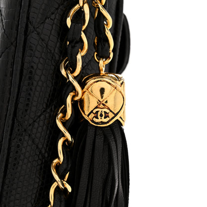 Chanel Lizard Quilted Small Tassel Camera Case Black 14 of 15