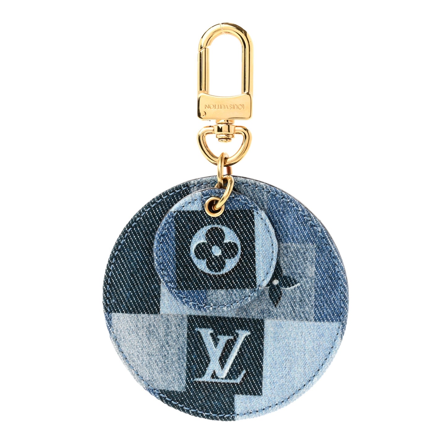 Denim Damier Monogram Patchwork Bag Charm Key Holder